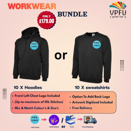 customized sweat shirt or hoodie bundle